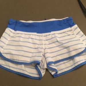 Lululemon speed shorts size 4 two way stretch blue